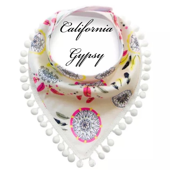 Other - Boho dreamcatcher Pom Pom handkerchief bib🌈